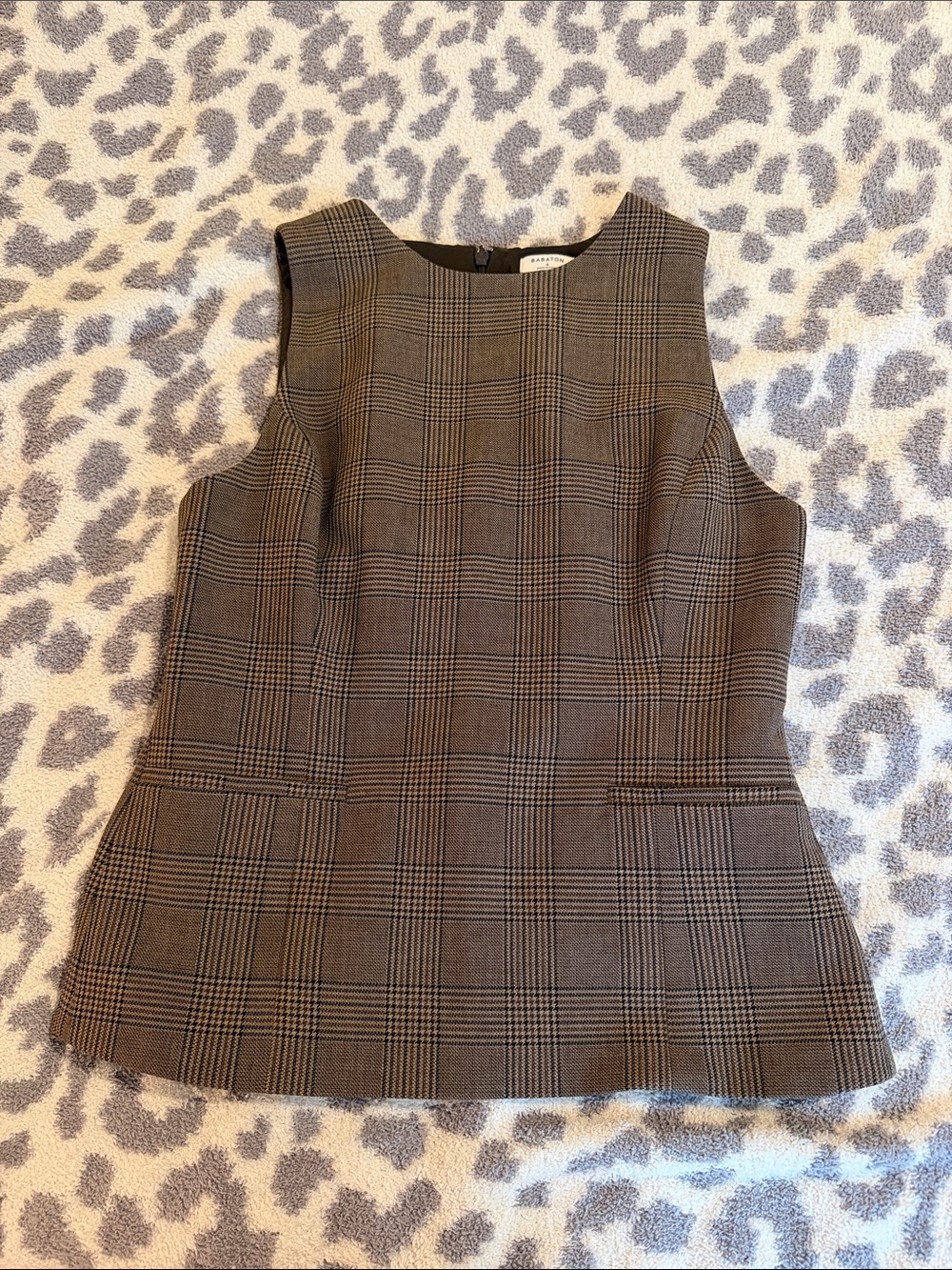 Aritzia Brown Plaid Sleeveless Tunic Top